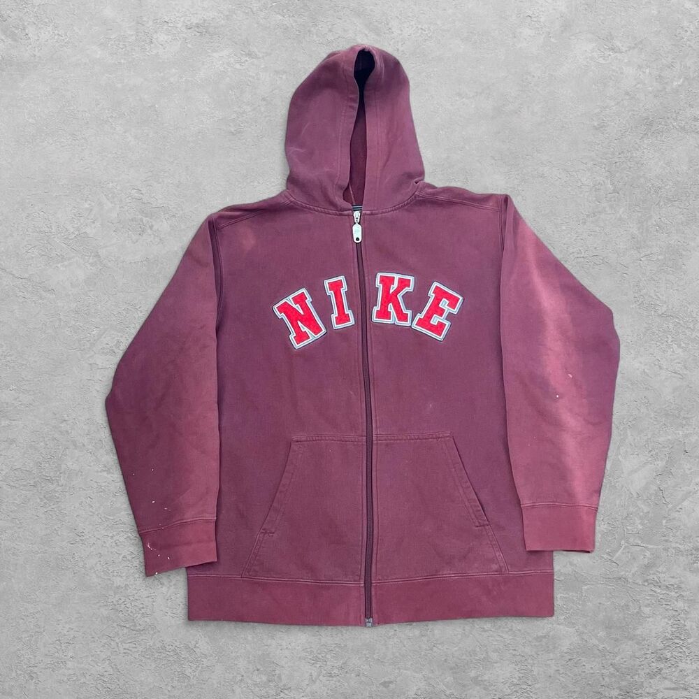 Vintage Y2K Nike Spellout Hoodie Youth XL Adult XS S Maroon Burgundy